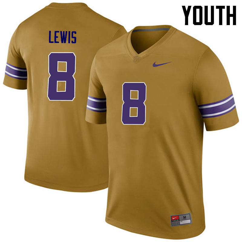 Youth LSU Tigers #8 Caleb Lewis College Football Jerseys Game-Legend